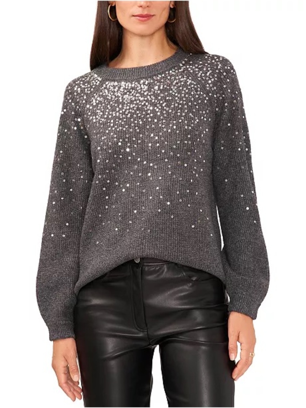 Vince Camuto Cozy Crewneck Sequined Raglan-Sleeve Sweater, Size M, NWT